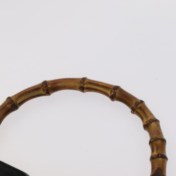 GUCCI Bamboo Hand Bag Leather 2way Black 001 1638 Auth 114458