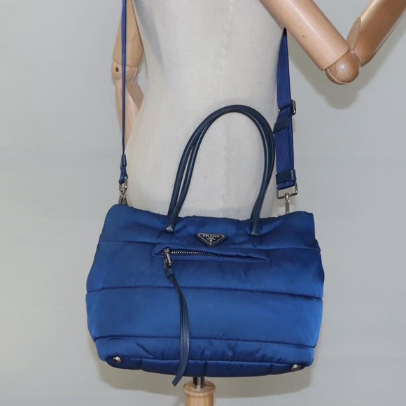 PRADA Hand Bag Nylon 2way Blue Auth 114477