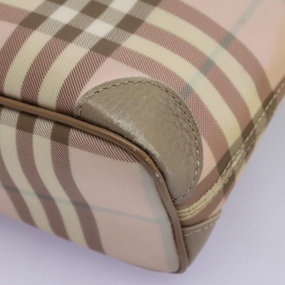 BURBERRY Nova Check Hand Bag PVC Pink Auth 114504