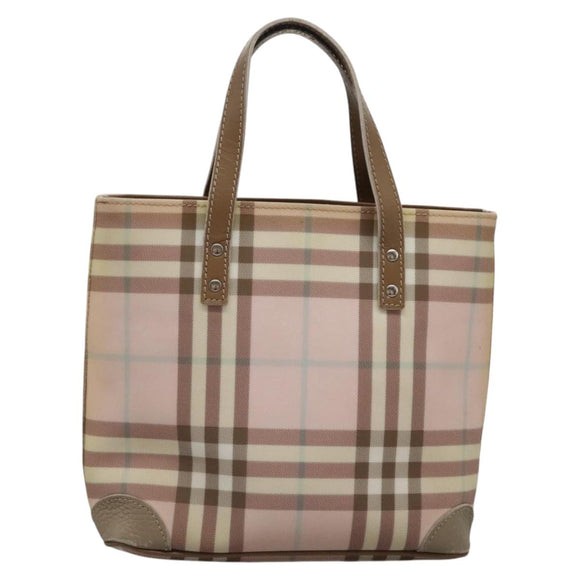 BURBERRY Nova Check Hand Bag PVC Pink Auth 114504