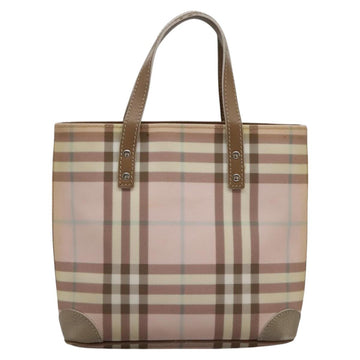 BURBERRY Nova Check Hand Bag PVC Pink Auth 114504 - 0