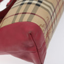 BURBERRY Nova Check Shoulder Bag PVC Pink Beige Auth 114520-14