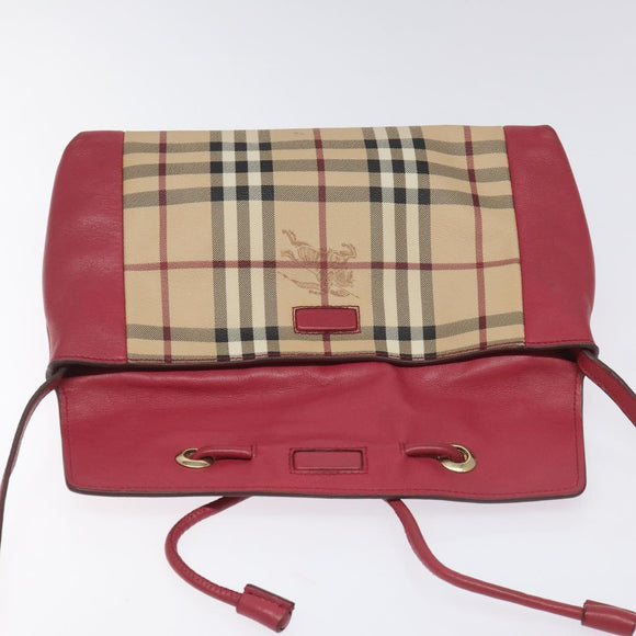 BURBERRY Nova Check Shoulder Bag PVC Pink Beige Auth 114520