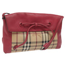 BURBERRY Nova Check Shoulder Bag PVC Pink Beige Auth 114520-1