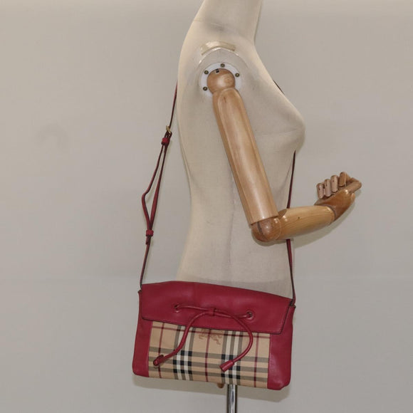 BURBERRY Nova Check Shoulder Bag PVC Pink Beige Auth 114520