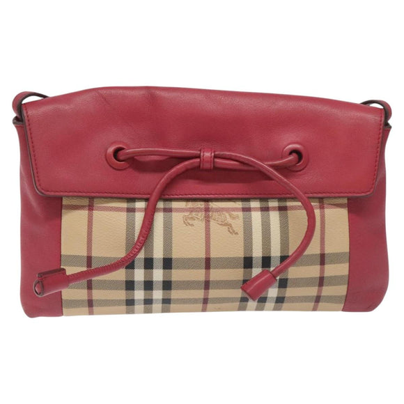 BURBERRY Nova Check Shoulder Bag PVC Pink Beige Auth 114520