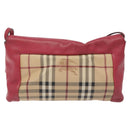 BURBERRY Nova Check Shoulder Bag PVC Pink Beige Auth 114520-3