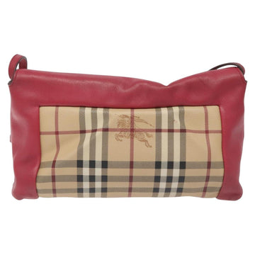 BURBERRY Nova Check Shoulder Bag PVC Pink Beige Auth 114520 - 0