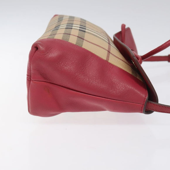 BURBERRY Nova Check Shoulder Bag PVC Pink Beige Auth 114520