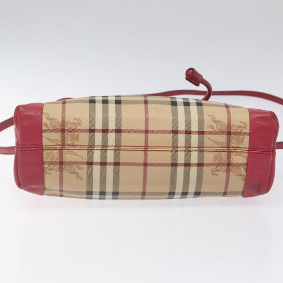 BURBERRY Nova Check Shoulder Bag PVC Pink Beige Auth 114520