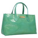 LOUIS VUITTON Monogram Vernis Wilshire PM Hand Bag Blue Lagon M91724 Auth 114561-1