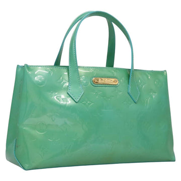 LOUIS VUITTON Monogram Vernis Wilshire PM Hand Bag Blue Lagon M91724 Auth 114561