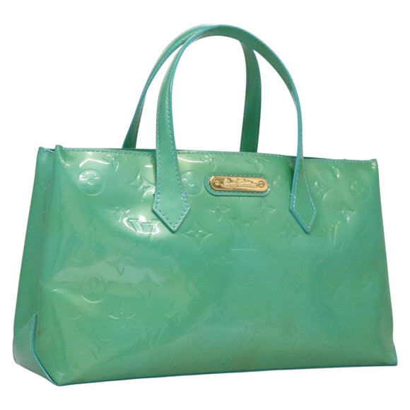 LOUIS VUITTON Monogram Vernis Wilshire PM Hand Bag Blue Lagon M91724 Auth 114561