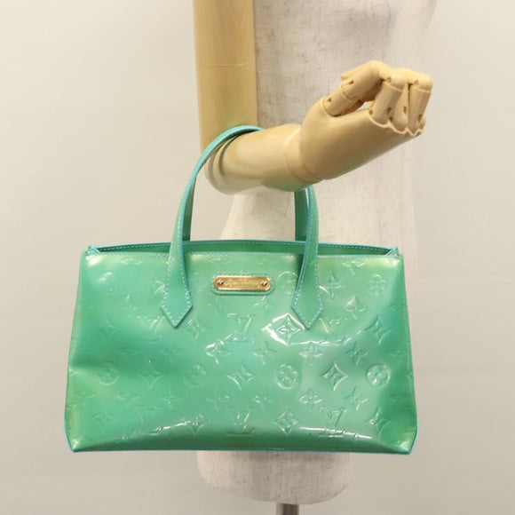 LOUIS VUITTON Monogram Vernis Wilshire PM Hand Bag Blue Lagon M91724 Auth 114561A