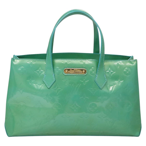LOUIS VUITTON Monogram Vernis Wilshire PM Hand Bag Blue Lagon M91724 Auth 114561