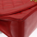 CHANEL Diana 25 Chain Shoulder Bag Lamb Skin Red CC Auth 114568A-15