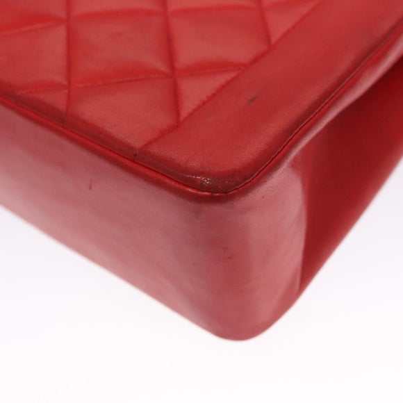 CHANEL Diana 25 Chain Shoulder Bag Lamb Skin Red CC Auth 114568A