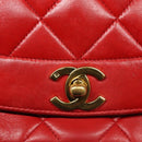 CHANEL Diana 25 Chain Shoulder Bag Lamb Skin Red CC Auth 114568A-18