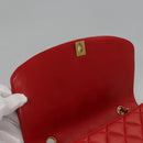CHANEL Diana 25 Chain Shoulder Bag Lamb Skin Red CC Auth 114568A-20