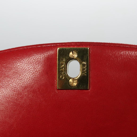 CHANEL Diana 25 Chain Shoulder Bag Lamb Skin Red CC Auth 114568A