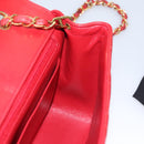 CHANEL Diana 25 Chain Shoulder Bag Lamb Skin Red CC Auth 114568A-23