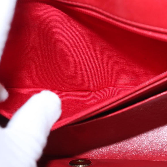 CHANEL Diana 25 Chain Shoulder Bag Lamb Skin Red CC Auth 114568A