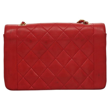 CHANEL Diana 25 Chain Shoulder Bag Lamb Skin Red CC Auth 114568A - 0