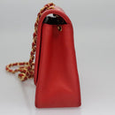 CHANEL Diana 25 Chain Shoulder Bag Lamb Skin Red CC Auth 114568A-3