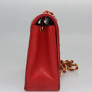 CHANEL Diana 25 Chain Shoulder Bag Lamb Skin Red CC Auth 114568A-4