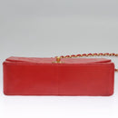 CHANEL Diana 25 Chain Shoulder Bag Lamb Skin Red CC Auth 114568A-5