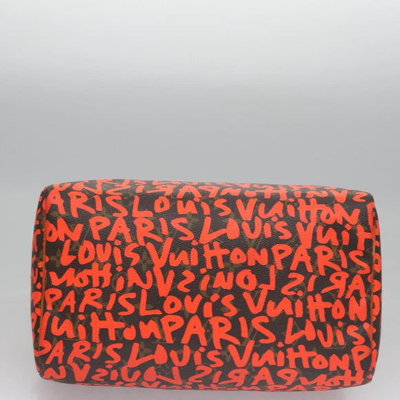 LOUIS VUITTON Monogram Graffiti Speedy 30 Hand Bag Orange M93705 LV Auth 114571A
