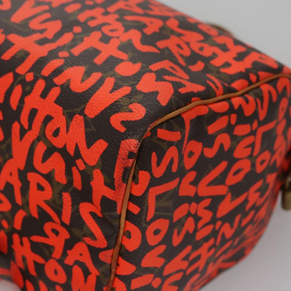 LOUIS VUITTON Monogram Graffiti Speedy 30 Hand Bag Orange M93705 LV Auth 114571A