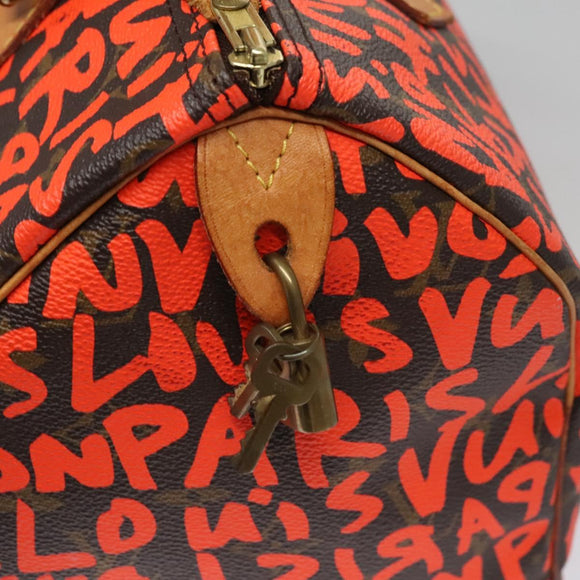 LOUIS VUITTON Monogram Graffiti Speedy 30 Hand Bag Orange M93705 LV Auth 114571A