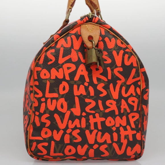 LOUIS VUITTON Monogram Graffiti Speedy 30 Hand Bag Orange M93705 LV Auth 114571A
