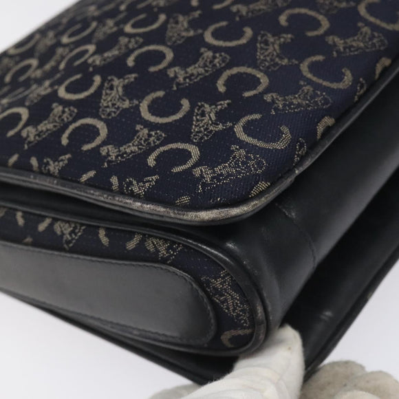 CELINE C Sulky Shoulder Bag Canvas Navy Auth 114587