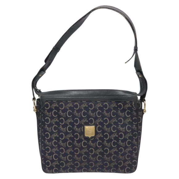 CELINE C Sulky Shoulder Bag Canvas Navy Auth 114587