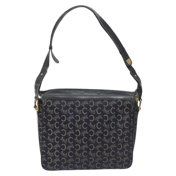 CELINE C Sulky Shoulder Bag Canvas Navy Auth 114587