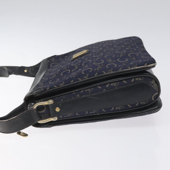 CELINE C Sulky Shoulder Bag Canvas Navy Auth 114587