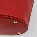 CELINE Chain Shoulder Bag Leather Red Gold Auth 114588-15