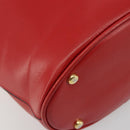 CELINE Chain Shoulder Bag Leather Red Gold Auth 114588-16