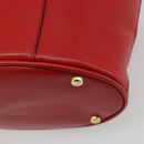 CELINE Chain Shoulder Bag Leather Red Gold Auth 114588-17