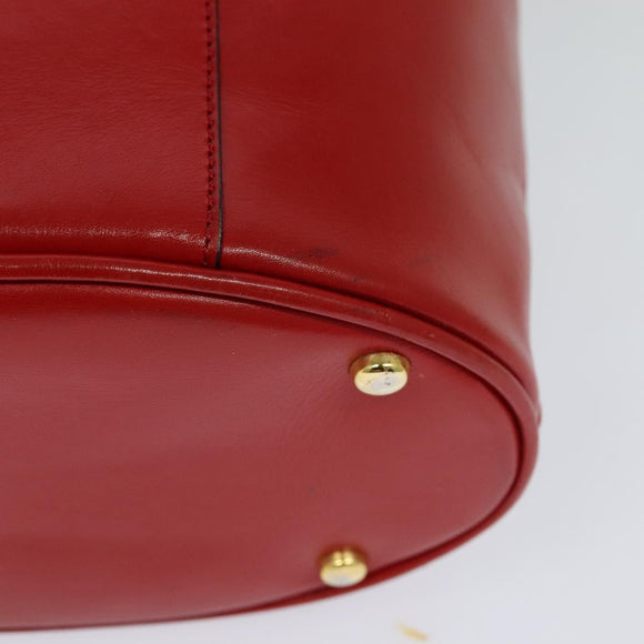 CELINE Chain Shoulder Bag Leather Red Gold Auth 114588