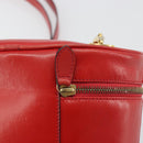 CELINE Chain Shoulder Bag Leather Red Gold Auth 114588-9