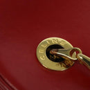 CELINE Chain Shoulder Bag Leather Red Gold Auth 114588-9