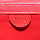 CELINE Chain Shoulder Bag Leather Red Gold Auth 114588-18