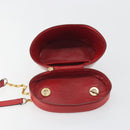 CELINE Chain Shoulder Bag Leather Red Gold Auth 114588-18
