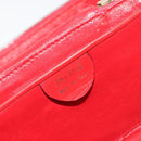 CELINE Chain Shoulder Bag Leather Red Gold Auth 114588-11
