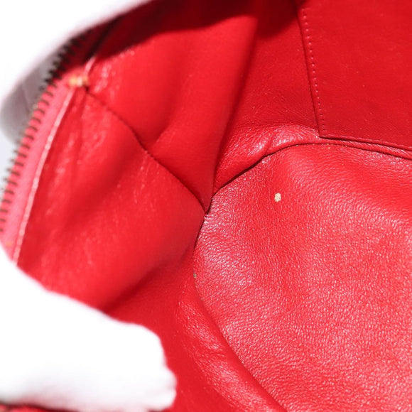 CELINE Chain Shoulder Bag Leather Red Gold Auth 114588