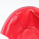 CELINE Chain Shoulder Bag Leather Red Gold Auth 114588-21