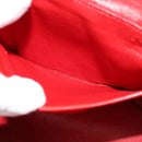 CELINE Chain Shoulder Bag Leather Red Gold Auth 114588-21